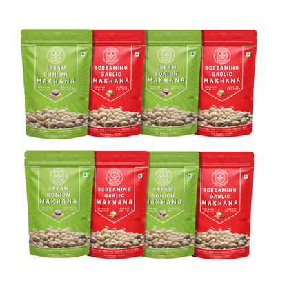 Cream and Onion & Screaming Garlic Makhana Pack of 8