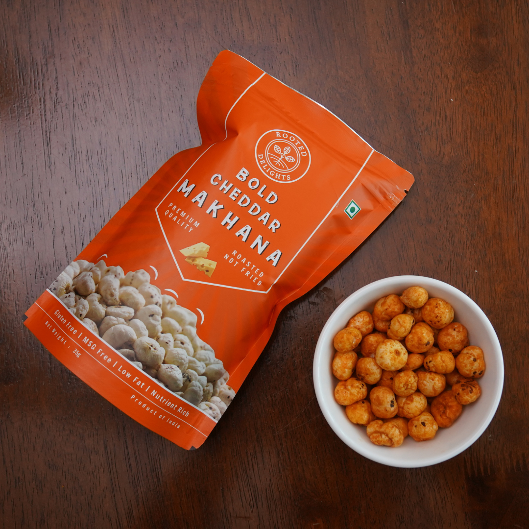 Rooted Delights Bold Cheddar Makhana - 35gm